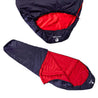 Alpin Loacker dark blue tours sleeping bag with red inner lining, sleeping bag soft inner lining